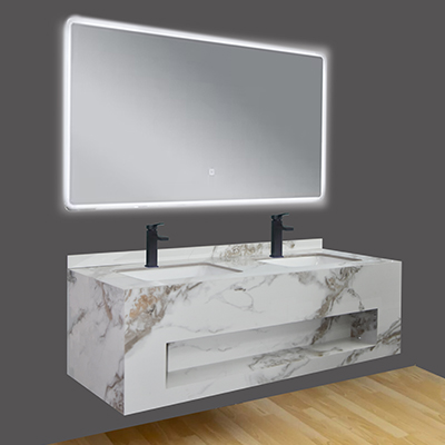 LAVABO + MIROIR ,1300x500x400mm AY03-130(6012)  (RITL) (2elmts) SANS BONDE