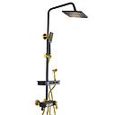 ENSEMBLE BARRE DE DOUCHE BR ST-10B06BR MATERIAU LAITON DOUCHETTE+MITIGEUR+FLEXIBLE 1.5M EKO  NOIR/OR 2110202444