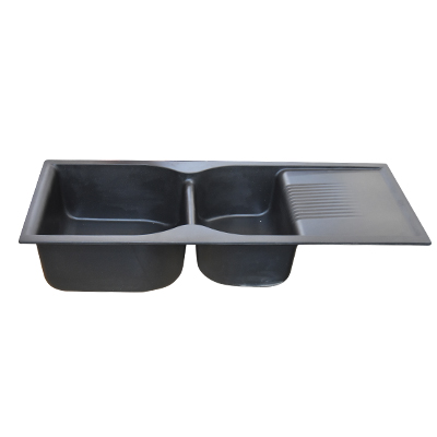 EVIER QUARTZ DOUBLE BAC NOIR  (1145x490x203mm)45X19.5X8 avec accessoir 22,50kg  (UE)