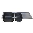 EVIER QUARTZ DOUBLE BAC NOIR  (1145x490x203mm)45X19.5X8 avec accessoir 22,50kg  (UE)