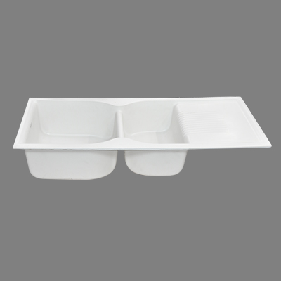 EVIER QUARTZ DOUBLE BAC BLANC (1145x490x203mm)  45X19.5x8 avec accessoires 22,50kg(UE)