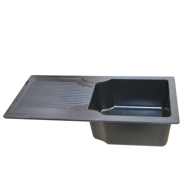 EVIER QUARTZ SIMPLE BAC  NOIR BOND CARRE AVEC FLEXIBLE  UE (R)