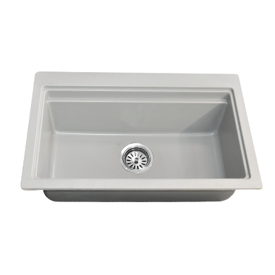 EVIER QUARTZ SIMPLE BAC GRIS  (710x480x210mm) 28.5X19X8 AVEC ACCESSOIRES  14kg  (UE)