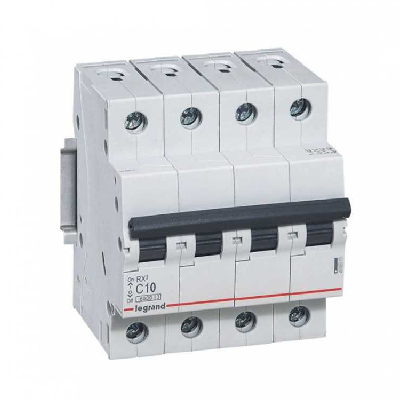 DISJONCTEUR COURBE C ARR/DEP A VIS 4MOD 4P 400V 10A 4.5 - 6kA IP20 IK04 RX3 419739