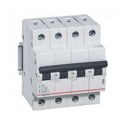 DISJONCTEUR COURBE C ARR/DEP A VIS 4MOD 4P 400V 16A 4.5 - 6kA IP20 IK04 RX3 419741