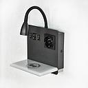 APPLIQUE MURALE AVEC PRISE EUROPEENNE LED 3+3W 85-265V 50/60HZ 4500K  B-169 BLK+CHARGEUR SANS FIL