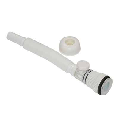 SIPHON LAVABO EVIER  MAGIQUE AVEC TETE DE DRAIN EN ACIER INOXYDABLE (RETOURNABLE)