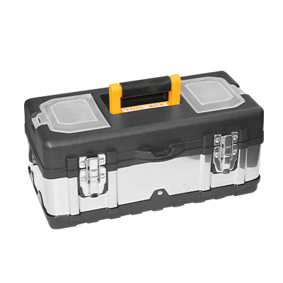 BOITE A OUTILS EN ACIER INOXYDABLE 17'' (43 CM)  ACIER INOXYDABLE + PLASTIQUE  EXTERNES : 400 * 210 * 180 MM  INTERNES : 390 * 170 * 130 MM" KED17