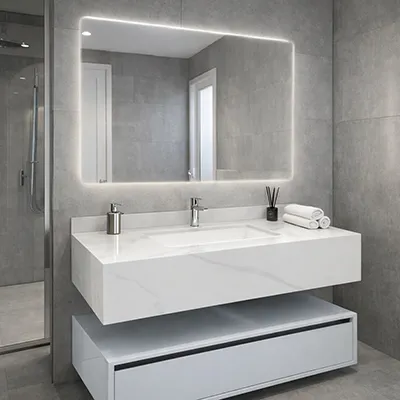 LAVABO MEUBLE +MIROIR 800x500x200MM 1BAC SANS BOND  AY62-80(6007) 3ELM