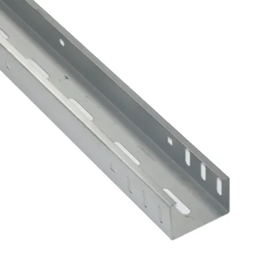 Chemin de cable perfore interieur CE avec frange perforation standard sans couvercle acier pre-galvanise H 50 X L 75 X L 3000 X ep 1 mm - 2100503075