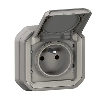 PLEXO PRISE 2P+T 16A 250V ENCASTRE GRIS 069831L 