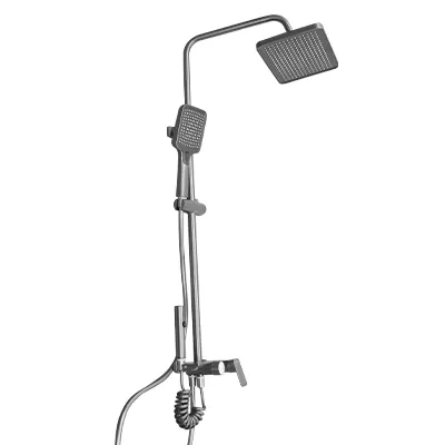 ENSEMBLE BARRE DE DOUCHE  AVEC ROBINET ALUMINIUM, TETE CARREE, DOUCHETTE,MTIGEUR, FLEXIBLE1,5m ,DOUCHETTE A MAIN 2JETS   2110202448