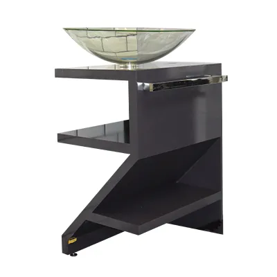 COLONNES PVC PEINT + VASQUE VERRE TRANSPARENT/CAFE 45X45X1,5CM, SANS ROBINET/BONDE/MIROIR JH-107A