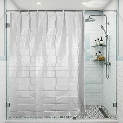 RIDEAU DE DOUCHE IMPERMEABLE (Polyethylene Vinyle) PEVA 180X180 CM SANS AIMANT B0926-2 (GRIS)