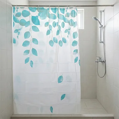 RIDEAU DE DOUCHE IMPERMEABLE (Polyethylene Vinyle Acetate) PEVA 180X180 CM SANS AIMANT S-1037 (BLEU CIEL)