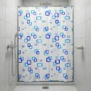 RIDEAU DE DOUCHE IMPERMEABLE (Polyethylene Vinyle Acetate) PEVA 180X180 CM 68G SANS AIMANT S-1061 ( BLANC+BLEU)