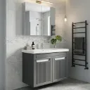 Lavabo meuble salle de bains +miroir comores 80 cm – portes coffret en membrane 90-1247 3ELMT (CLK)