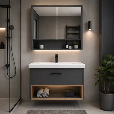 Lavabo meuble salle de bains+miroir agadir 80 cm 90-1255 3ELMT (CLK)