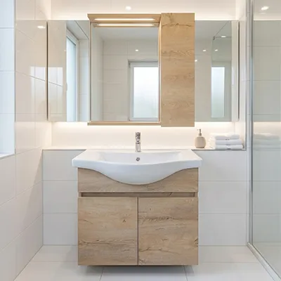 Lavabo meuble +miroir Equinox 65 cm – MDF 1BRILLANT, couleur soft vingue 90-922 3ELMT (CLK)