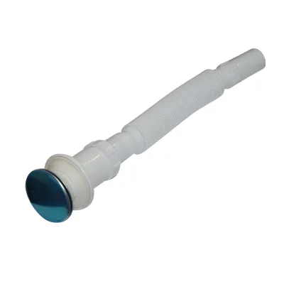 Siphon clic-clac felix, bonde inox, corps blanc sans trop-plein - tube de vidange extensible Ø32 82 cm 22 0564 (POP-UP); (IZP)
