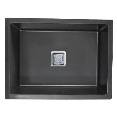 Evier quartz simple bac M-S black 18"24"(PM) avec bonde carre et flexible 11.5KG (UE)