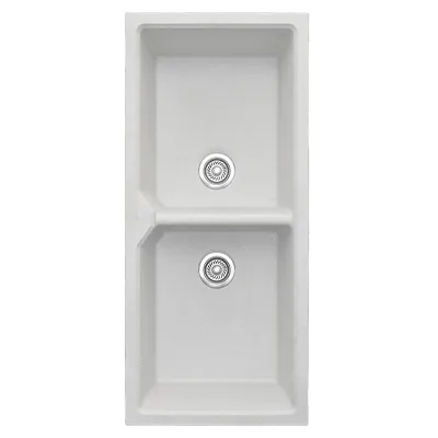 EVIER QUARTZ DOUBLE BAC G-R WHITE AVEC ACCESSOIRES  (UE