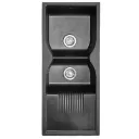 EVIER QUARTZ DOUBLE  45x19.5   GALAXY BLACK  20.40KG AVEC BOND ET FLEXIBLE