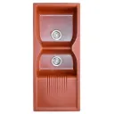EVIER QUARTZ DOUBLE   45x19.5  BLOOD RED  20.70KG AVEC BOND ET FLEXIBLE