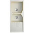 EVIER QUARTZ DOUBLE  45x19.5  GOLDEN IVORY  22.50KG AVEC BOND ET FLEXIBLE