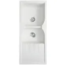 EVIER QUARTZ  DOUBLE  45x19.5  MILKY WHITE  22.10KG AVEC BOND ET FLEXIBLE
