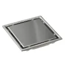 SIPHON DE SOL CARREE INVISIBLE L. 15 X L. 15 CM, SORTIE VERTICALE Ø42 MM BROSSE  INOX SS304 1010108031