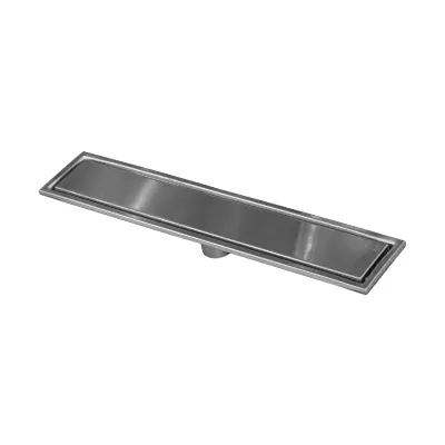 CANIVEAU DE DOUCHE INVISIBLE  RECTANGULAIRE  L. 50 X L. 10 CM, SORTIE VERTICALE Ø50MM BROSSE  INOX SS304 1010108035