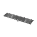 CANIVEAU DE DOUCHE INVISIBLE  RECTANGULAIRE  L. 50 X L. 10 CM, SORTIE VERTICALE Ø50MM BROSSE  INOX SS304 1010108035