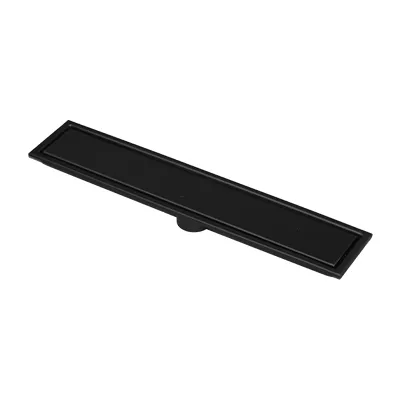 CANIVEAU DE DOUCHE INVISIBLE  RECTANGULAIRE (REF. G2) L. 50 X L. 10 CM, SORTIE VERTICALE Ø50 MM NOIR  INOX SS304 1010108039