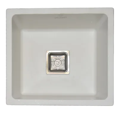EVIER QUARTZ SIMPLE BAC 16x18 MILKY WHITE BOND CARRE AVEC FLEXIBLE (UE)