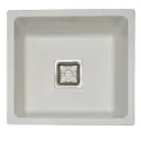 EVIER QUARTZ SIMPLE BAC 16x18 MILKY WHITE BOND CARRE AVEC FLEXIBLE (UE)