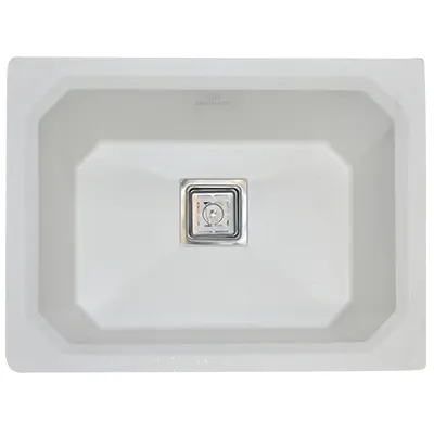 Evier quartz simple bac 24x18 milky white bond carre avec flexible (UE)