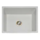EVIER QUARTZ SIMPLE BAC 24x18x10 MILKY WHITE BOND ROND AVEC FLEXIBLE (UE)