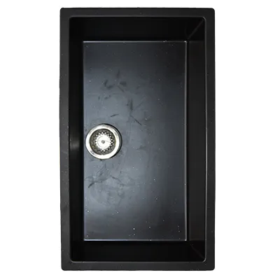 Evier quartz simple bac 30x18 Galaxy black bond rond avec flexible (UE)