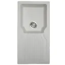 EVIER QUARTZ SIMPLE BAC 36x18   MILKY WHITE BOND ROND AVEC FLEXIBLE (UE)