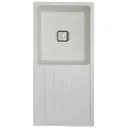EVIER QUARTZ SIMPLE BAC 36x18  MILKY WHITE BOND CARRE AVEC FLEXIBLE  (UE)