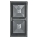EVIER QUARTZ DOUBLE BAC 37x18 MIDNIGHT GREY BOND CARRE AVEC FLEXIBLE (UE)