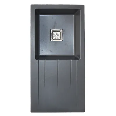 EVIER QUARTZ SIMPLE BAC NOIR BOND CARRE AVEC FLEXIBLE  UE (S)