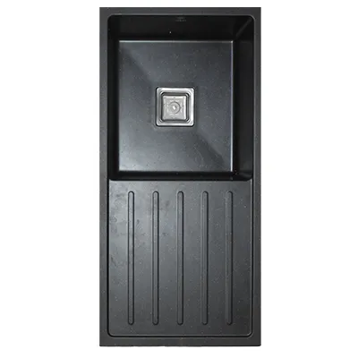 EVIER QUARTZ SIMPLE 36x18 GALAXY BLACK 18.60KG AVEC BOND CARRE ET FLEXIBLE (S)