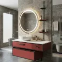 LAVABO MEUBLE SIMPLE VASQUE + MIROIR LUMINEUX LED 120x50CM AVEC VIS DE FIXATION MURAL JH-P2306