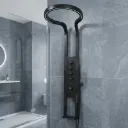 COLONNE DE DOUCHE HYDROMASSANTE NOIRE MAT AVEC ECLAIRAGE LED SUR LE CORPS ET MITIGEUR EN LAITON 1500x520 REF: 5967 (ZLTL)