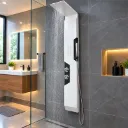COLONNE DE DOUCHE HYDROMASSANTE Color:White AVEC ECLAIRAGE LED SUR LE CORPS ET MITIGEUR EN LAITON 1400x220 REF: 5657-W (ZLTL)