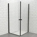 CABINE DE DOUCHE CARREE CADRE EN ALLIAGE D'ALUMINIUM NOIR DOUBLE PIVOT L.80 x W.80 x H.185 cm 1010101094