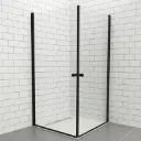 Cabine de douche carree cadre en alliage d'aluminium noir double pivot L 100 x W 100 x H 185cm 1010101096