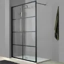 Paroi de douche cadre en alliage d'aluminium Noir style verrière W.90 x H.190 cm, S020 1010101085